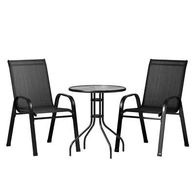 $120.46 • Buy Gardeon Outdoor Furniture 3PC Coffee Table Chairs Stackable Bistro Set Patio