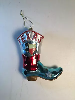 Christmas Ornament Texas Boot Hanging Glass • $16.89