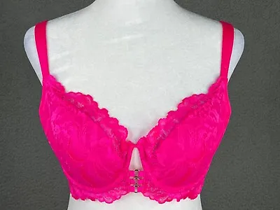 La Senza 34D So Free Balconnet Lightly Padded Bra Hot Pink Lace • $13.29