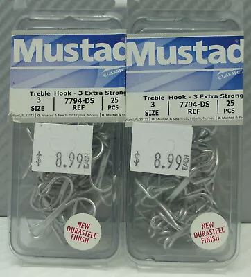 Mustad 3 Treble Hooks 3 Extra Strong 7794-DS 2 Packs Of 25 • $16.99