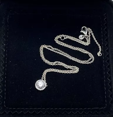 PANDORA Sterling Silver & Sparkly Cubic Zirconia Pendant Necklace - Dainty -Glam • £19.99