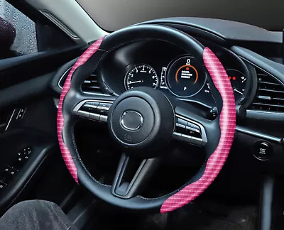 2PCS Pink Car Steering Wheel Cover Anti-slip Carbon Fiber Universal Accessories • $19.80