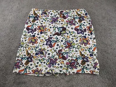 Basque A Line Skirt 16 Petites W28 Womens Rear Zip Stretch Cotton Floral Casual • $19.99