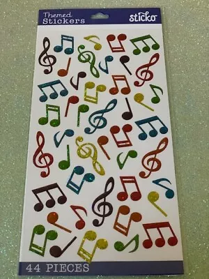 Sticko Classic Stickers Acrylic Colorful Musical Notes Rainbow Colors Music 44pc • $5