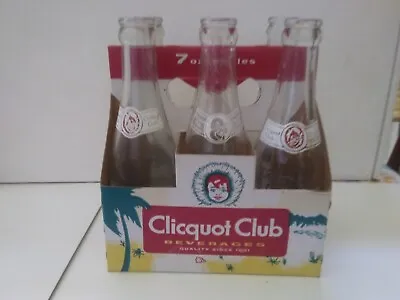 Vintage Clicquot Club Soda 6 Bottles With Carrier Good Condition.  See Photos. • $89.99