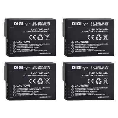 4 X DIGIeye 1400mAh BLC12 DMW-BLC12E Battery Panasonic Lumix G85FZ200FZ1000 • $68.81