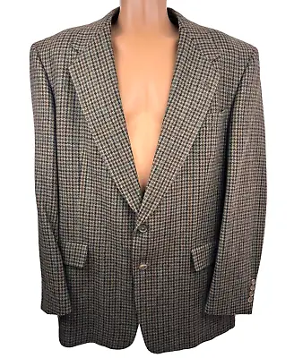 Hart Schaffner & Marx For Parisian 44L Vtg Brown/Black Plaid Sportcoat 2 Button • $24.98