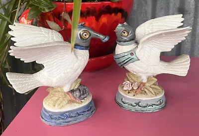 Porcelain Bird Doves Folk Art Figurine Altered Steampunk Watcher Warrior Artwork • $120