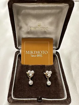 Mikimoto Pearl Drop 18k Gold Earrings Pierced Stud • $590