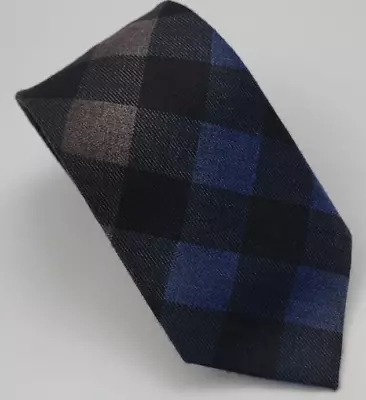 Stacy Adams Polyester Tie Blue Brown Black Plaid Men Necktie Skinny 58 X 2.75 • $9.74