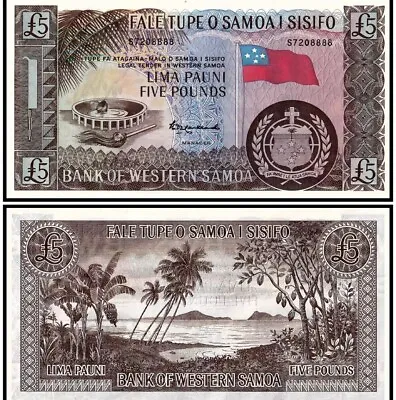 Western Samoa 5 Pounds 1963 (2020 Reprint) UNC P15-cs Banknote £5 • $9.99