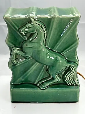 Vintage Art Deco 1940s Green Ceramic  Rearing Horse  Design TV Lamp 120 Volt MCM • $66.75