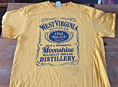 West Virginia Moonshine T-Shirt Gold Tee Hillbilly Holler Bathtub Gin Size Large • $9.99