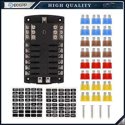 With Waterproof Cover 12 Way Blade Fuse Box Block Holder Negative For Car Marine • $22.79