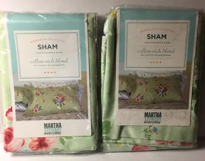 Vintage Martha Stewart Everyday Green Floral Standard Size Shams - Pair (2) • $18