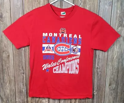 Vtg 1993 Montreal Canadiens T-Shirt Stanley Cup Wales Conference Champoins Large • $29.72