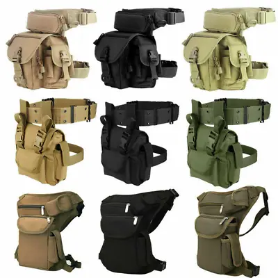 Tactical Waterproof Motorcycle Waist Military Drop Leg Bag  Fanny Pack Hip Rider • $12.13