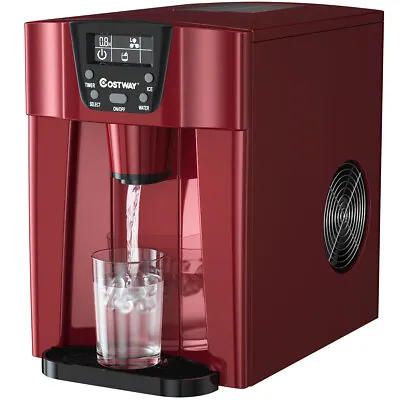 $169.49 • Buy 2 In 1 Ice Maker Water Dispenser Countertop 36Lbs/24H LCD Display Compact Red