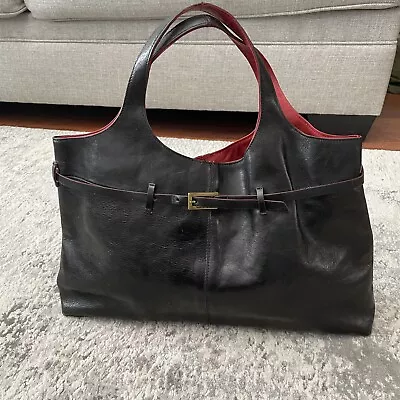 Francesco Biasia Elegant Black Leather Handbag Red Interior • $35