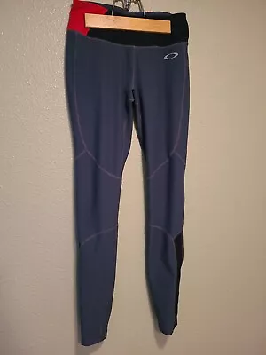 Oakley Womens Black Blue Logo Leggings Size Small  • $5.91