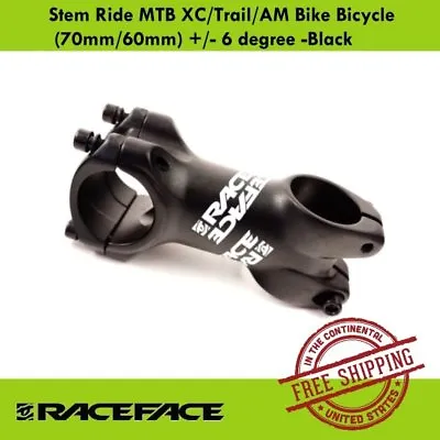 Race Face Ride XC Stem (60mm/70mm) +/- 6 Degree MTB XC/Trail/AM Bike Stem Black • $26.90