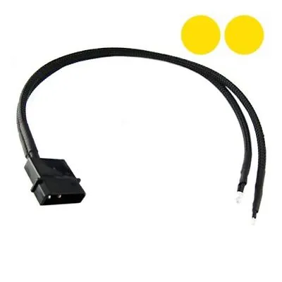 XSPC Twin Wired Yellow 3mm LEDs With 4Pin - Black - 30cm • £3.99