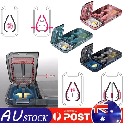 $17.39 • Buy Pill Cutter Box Grinder Medicine Box Tablet Crusher Pill Splitter Storage Case