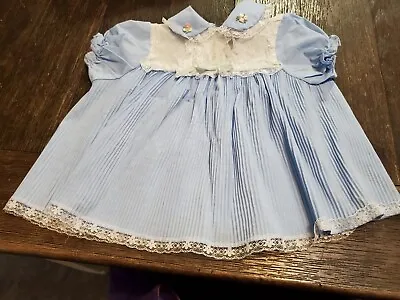Vtg 80s  Mayfair Baby Girl Dress 18-24 Mos. Accordion Pleats Lace Rose Applique  • $9.99