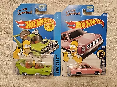 Lot 2 Simpsons Hot Wheels 2014 The Homer HW City 89/250 & Family Car 2015 #112 • $19.99