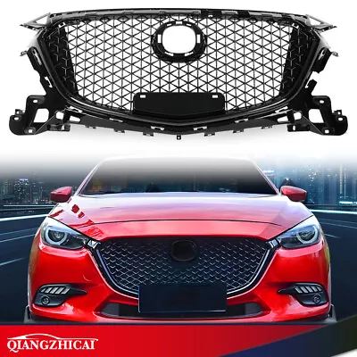 Fit For 2017 2018 Mazda 3 Axela Front Bumper Upper Grille Grill Honeycomb Black • $72.95