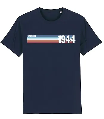 Mens 80th Birthday T-Shirt 1944 Retro Strip Organic Cotton 80 Years Old Grandad • £10.99