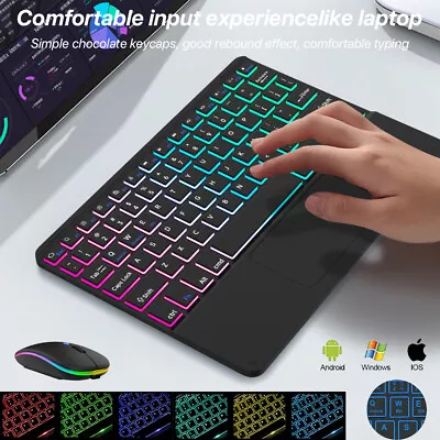 For Samsung Galaxy Tab A A7 A8 S9 S9+ S8 S8+ S7 Backlit Touchpad Keyboard Mouse • $16.55