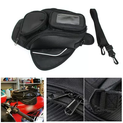 Motorcycle Black Sports Magnet Oil Tank Bag Waterproof GPS Phone Pouch W/Belt • $21.24