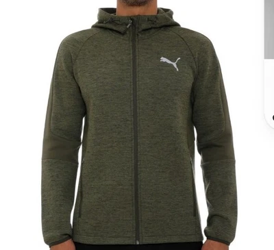 $38 • Buy MEN'S SWEATSHIRT PUMA EVOSTRIPE Full Zip HOODIE Dark Green Medium As New
