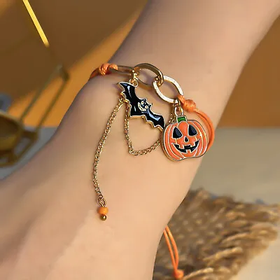 $1.85 • Buy Cute Halloween Enamel Pumpkin Ghost Bracelet Bangle Women Party Jewelry Gift