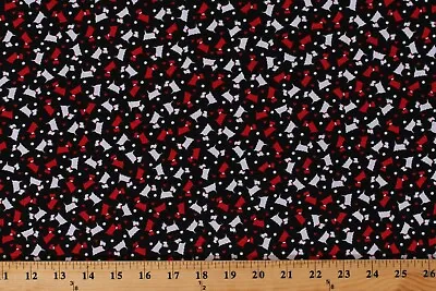 Cotton Scottish Terriers Scotties Dogs Pets Black Fabric Print By Yard D755.13 • $11.95