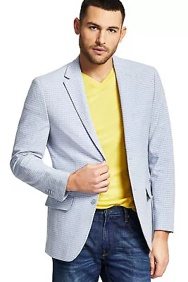 Tommy Hilfiger Mens Slim Fit Seersucker Check Sport Coat 38 Long Blue  NWT $295 • $85