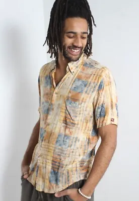 Vintage 90's Short Sleeve Crazy Patterned Shirt - Multi - SIze Medium M - B1 • £9.99