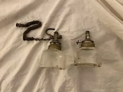 Lot Of 2 Small Vintage Glass Dixon Oil Lamps 4” Tall • $17.99
