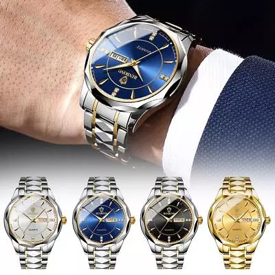 Waterproof Men Watch Stainless Steel Quartz Luminous Business Wristwa • $22.87