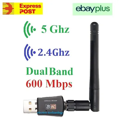 $29.99 • Buy Realtek Dual Band 600Mbps USB WiFi 5 Adapter 5Ghz 2.4Ghz Wireless Dongle