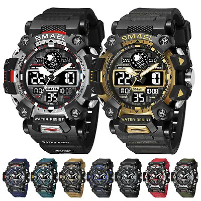 SMAEL Men Waterproof Outdoor Sport Military Analog Quartz Digital Wrist Watch • $25.99