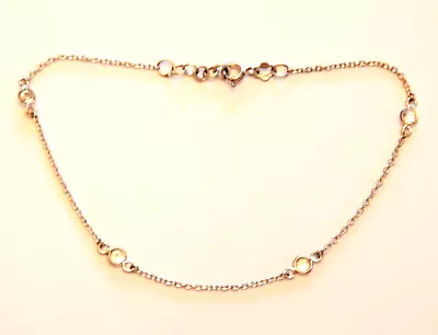 Vintage 925 Sterling Silver White Glass Ankle Bracelet Anklet 9 - 9 & 3/4 Inch • $15.99