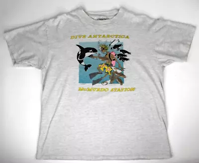 Vtg 1991 Dive Antartica McMurdo Station Gray T Shirt Sz L Oneita Single Stitch • $49.88