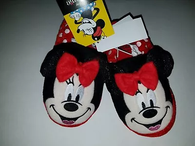 Toddler Girls Disney Minnie Mouse Black & Red House Slippers Size 11/12 • $14.99