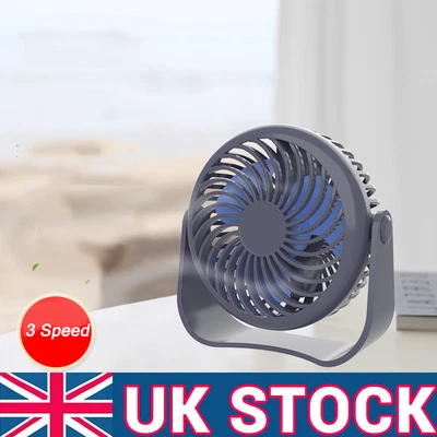 £4.02 • Buy Rechargeable Mini USB Desk Fan Portable Small Quiet 3 Speed Table Cooling Fan