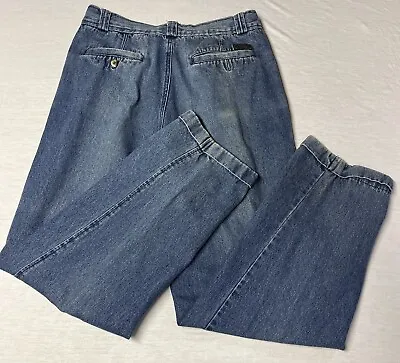 Vtg BUGLE BOY JEANS Pleated & Cuffed Mens Blue Denim Jeans Size 32X30 • $30.42