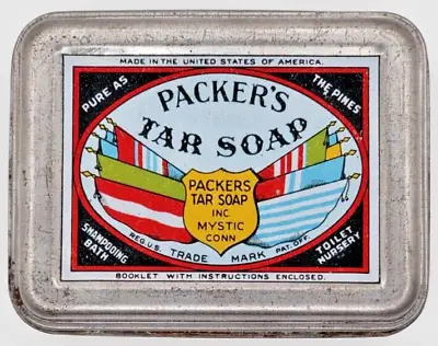 Vintage Original Packer's Tar Soap Tin Box Container Rustic Retro Empty Tin Only • $19.99