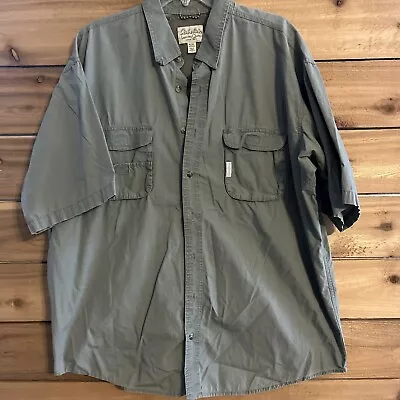 Cabelas Men's Shirt Size XLT Short Sleeve Button Down Fishing Shirt Green • $12
