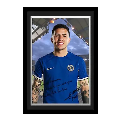 Personalised Enzo Fernandez Autograph Photo Framed Chelsea Birthday Gift Fan • £29.95